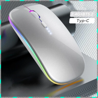 Wireless Bluetooth mouse Rainbow Backlight Rechargeable mute ultrathin Portable - Image 1 of 4