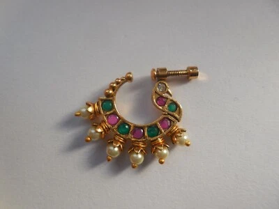 Мульти нос кольцо позолоченный обруч гвоздики винт свадьбы украшенный модной бижутерии - Изображение 1 из 4