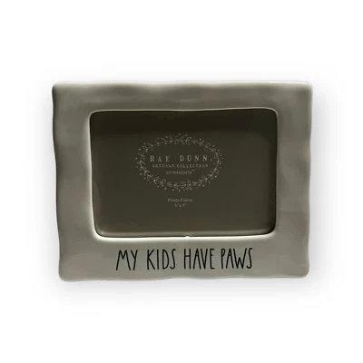 Marco de fotos Rae Dunn colección artesanal cerámica blanca y negra My Kids Have Paws Foto 1 de 4