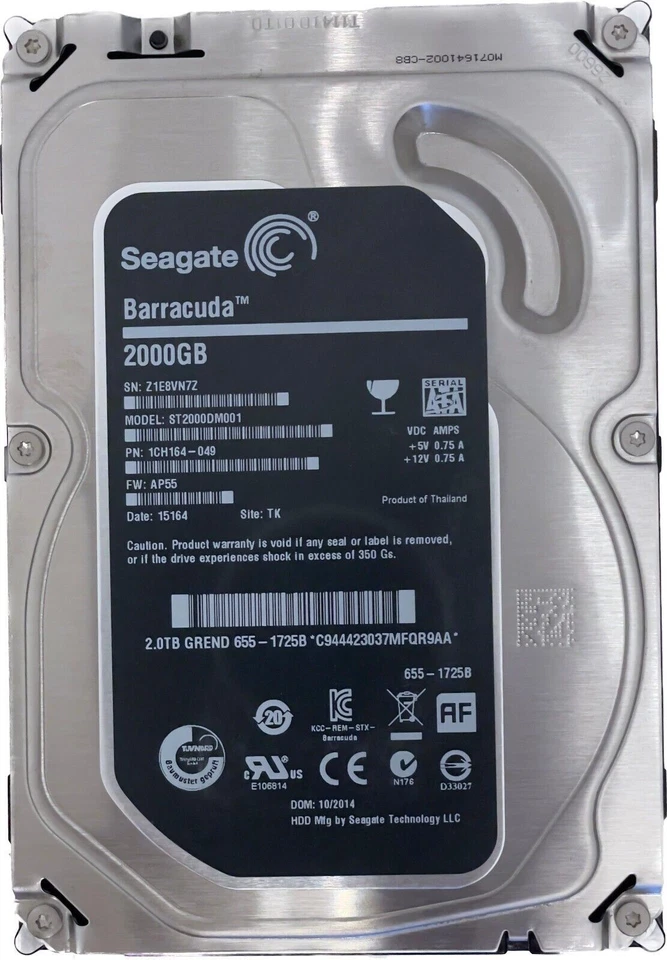 Seagate barracuda 2TB Interne 7200RPM 8.9cm ST2000DM001 2000GB Festplatte - Bild 1 von 1
