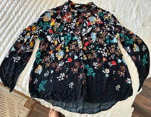 Maeve Anthropologie Blouse Floral Button Front Top Size XS 0 VGUC - Picture 1 of 3