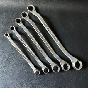 SET OF 5 VINTAGE SIDCHROME 3/8 - 7/8 AF DOUBLE RING SPANNERS MADE IN AUSTRALIA - Picture 1 of 8