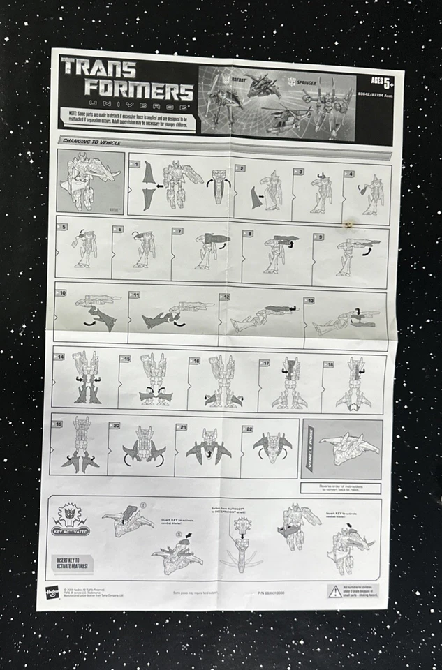 Transformers Universe Autobot Springer Decepticon Ratbat Instruction Sheet - Image 1 of 2