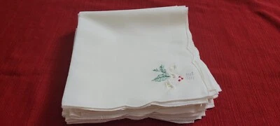 Juego de 12 Servilletas Bordadas Blancas Bordadas Vieira Lino Algodón 15.5 x 15.5" LEER Foto 1 de 4