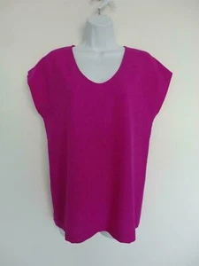 New DIANE VON FURSTENBERG Roseberry Pink Acedia Crepe Scoop Neck Top Shirt Small - Picture 1 of 7