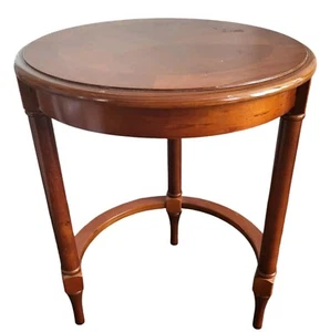 Round Wooden Small Side Table Tan Brown Height 50cm Width 40cm - Picture 1 of 9
