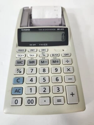Casio Tax & Exchange Portable Printing Calculator HR-8TE Works Great - Image 1 of 4