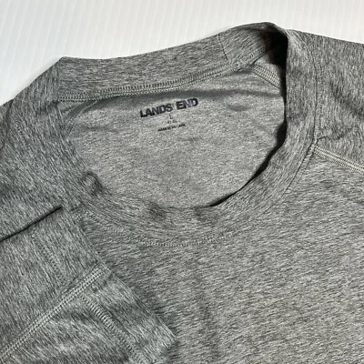 Camisa deportiva Lands End Performance para hombre grande manga larga gris cuello redondo gimnasio Foto 1 de 4