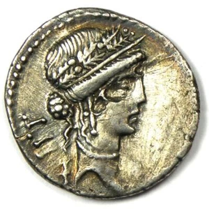 Julius Caesar AR Denarius Coin (48 BC, Female Head) - Certified NGC XF (EF) - Picture 1 of 6