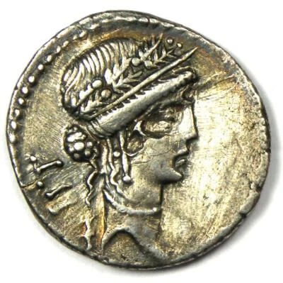 Julius Caesar AR Denarius Coin (48 BC, Female Head) - Certified NGC XF (EF) - Image 1 of 4