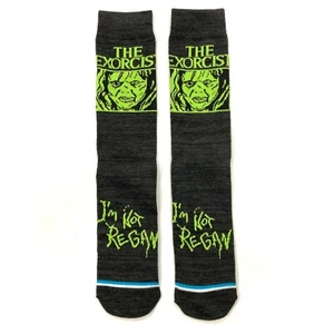 THE EXORCIST SOCKS "i'm not regan" dark charcoal gray green horror movie ADULT - Picture 1 of 2