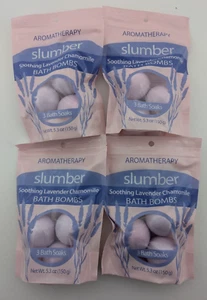 4 x Aromatherapy Bath Bombs Slumber Soothing Lavender Chamomile Soak 3 Pack NEW - Picture 1 of 3