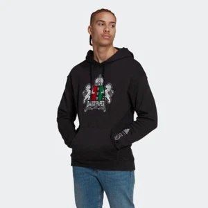 adidas AJAX AMSTERDAM X TAGESPAPIER GRAFISCHER KAPUZENPULLOVER 100 % French Frottee Large - Bild 1 von 6