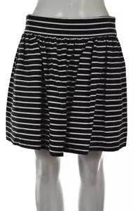 Aqua Womens Skirt Size M Black White Striped A-Line Cotton Above Knee - Picture 1 of 4