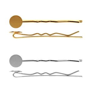 Brass Hair Pins Clips 51mm, 63mm for Gluing Crystals Jewelry Making Findings - Bild 1 von 4