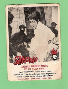 SCANLENS 1964 SAMURAI TV CARD #16  SURPRISE ATTACK BY BLACK NINJA