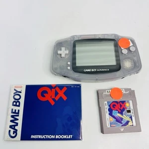 Nintendo Game Boy Advance GBA Glacier Authentic Good Condition + Qix Manual LOT - Picture 1 of 8