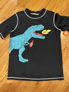 NWT Boys Size 12 Swim Pool Rash Guard Shirt Carter’s UPF 50 Dinosaurs Hot Sauce - Picture 1 of 3