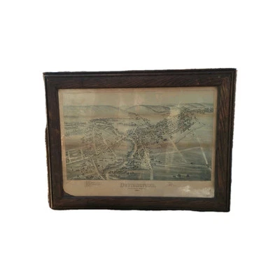 Downingtown Chester County Pennsylvania vista de mapa de pájaro 1893 raro Foto 1 de 4