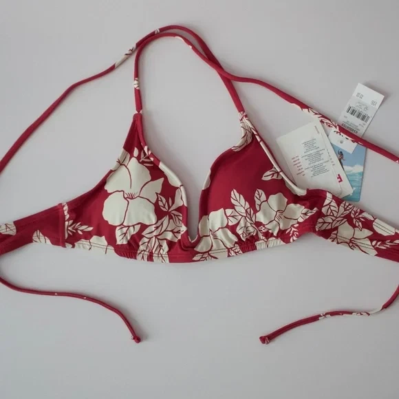 Top de bikini Roxy Beach Classics triángulo deportivo - Para mujer - XS rojo nuevo con etiquetas Foto 1 de 4