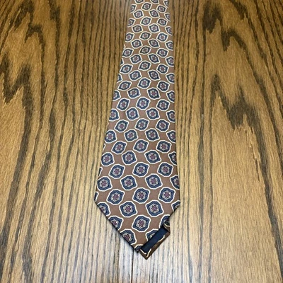 Corbata de hombre vintage CARSON PIRIE SCOTT 100 % seda marrón patrón Foto 1 de 4