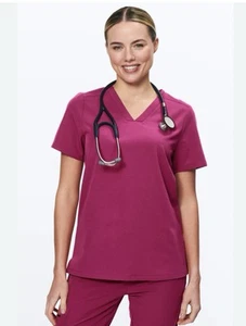 New FIGS MEDICAL Uniform SCRUBS SET SHIRT & PANTS Pink Fuchsia POCKETS Women S - Picture 1 of 16