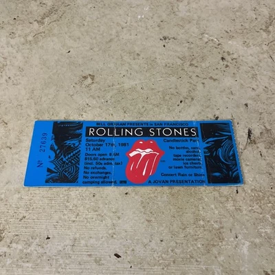 The Rolling Stones Full ticket Stubs 1981 Candlestick Park OCT 17Th - Image 1 of 4