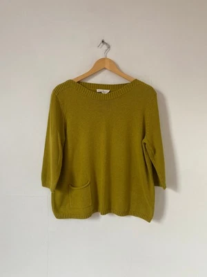 Seasalt Women Jumper Size 16 Golden Dawn Chartreuse Green Boat Neck Knit Cotton - Image 1 of 4