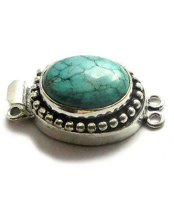 1 PC TURQUOISE BOX CLASP 2 STRAND ANTIQUE SILVER PLATED 693 TIU-44 - Image 1 of 3