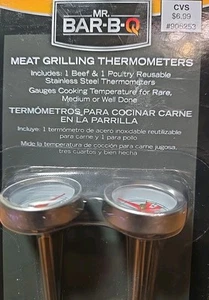 Mr Bar-B-Q Meat Grilling Thermometers Stainless Steel Beef Poultry Gauges Set - Picture 1 of 5