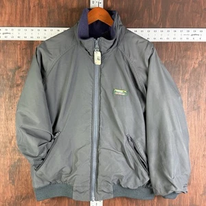 LL Bean Bomber Warm Up Jacket Zip Up USA Made 90s Fleece Lined Gray VTG Large - Picture 1 of 9