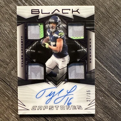 Tyler Lockett 2024 Panini Black #CAP-TLT Capstones Quad Patch Auto 27/32 On-Card - Image 1 of 4