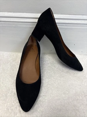 NEW AQUATALIA 8 Black Suede Pumps Shoes Heels Almond Toe - Image 1 of 4