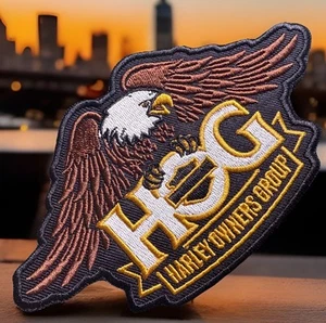 🔥 Large Harley Davidson Owners Group Patch Eagle Gold ~ HOG H.O.G. Motorcycle - Picture 1 of 5