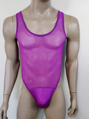Body uomo medio rete perizoma schiena imbracatura intimo perizoma viola nuovo - Immagine 1 di 4