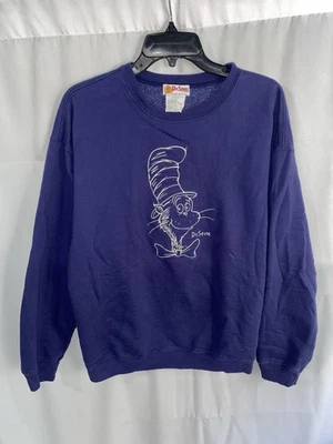 复古 90 年代 Dr. Seuss 运动衫帽子猫圆领成人大号美国制造 — 第 1/4 张图片