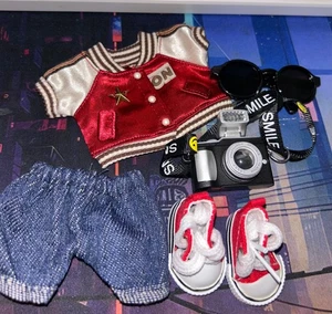 5-teiliges Kleidungs-Komplettset für 17 cm LABUBU Puppe - Bomberjacke "Wintermotiv" - Bild 1 von 2