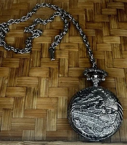Vintage DuFonte Lucien Piccard Train Taschenuhr 7 - Bild 1 von 9