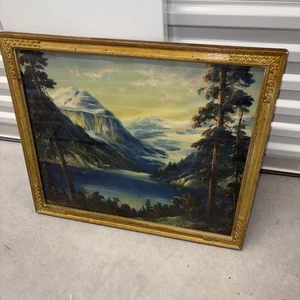 Antiker Vintage Holzrahmen DRUCK von W. M. Thompson - Lake Louise 26,5x22,5" - Bild 1 von 3