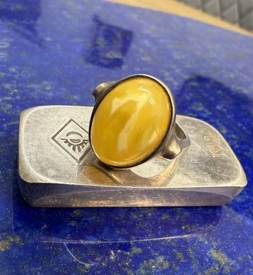 Silberring /800er Toller Kräftiger  Bernstein Butterscotch RG:57 - Bild 1 von 4