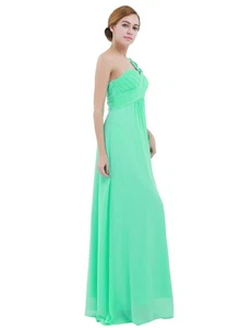Damen One Shoulder Blumen Lang Chiffonkleid Abendkleider Brautjungfern Ballkleid - Bild 1 von 31