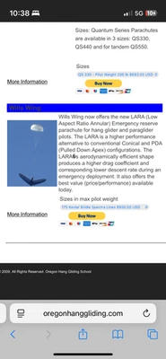 Paracaídas Lara 175 reserva con giratorio Foto 1 de 2