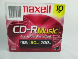 New Maxwell CD-R Music For Audio Recording 10 PK Up To 32X 80 Minute 700MB NIP - Picture 1 of 3