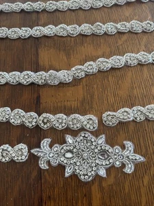 Rhinestone Wedding Belt Sash Decor Bling Beaded Crystal Costume Dress Appt. 100” - Picture 1 of 8