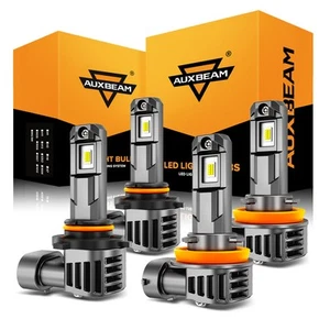 AUXBEAM H11 9005 LED Headlight Bulb High Low Beam Super Bright 6500K Fanless 2/4 - Foto 1 di 15