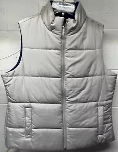 Merona- reversible quilted vest, blue, gray, Women's size L - Picture 1 of 10