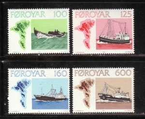 Islas Feroe--#24-27 MNH--1977 buques de pesca - Imagen 1 de 1