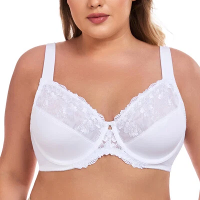 Lencería sexy bralette con aros cobertura completa sujetador minimizador talla grande para mujeres Foto 1 de 4