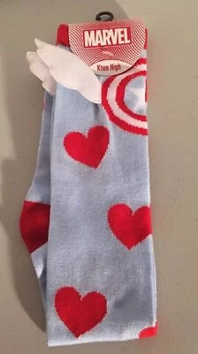 Marvel Captain America Knee-High, Socks, Hearts, Wings Size 9-11 superhero - Image 1 of 4