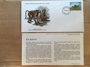 LESOTHO 1977 FDC WWF 044 BABOON MONKEY - Picture 1 of 1
